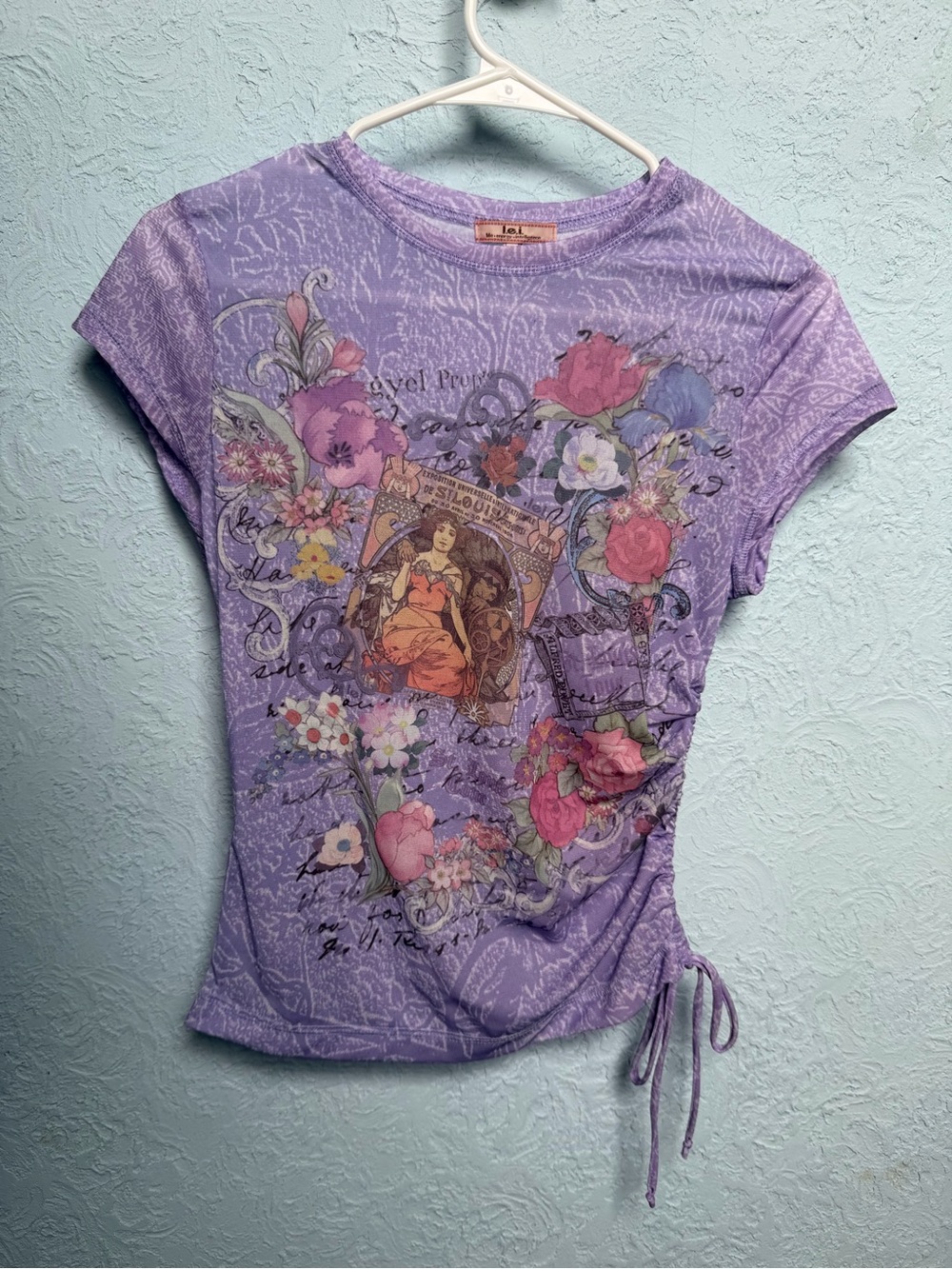 Art nouveau fairycore y2k print art ruched top